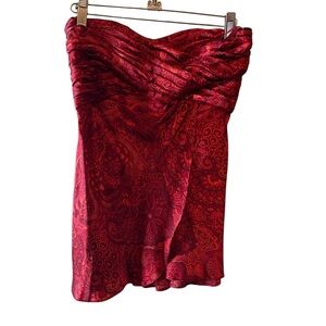 Banana Republic Top Womans Oriental Style Red Strapless Silk Sz 0 Back Zipper